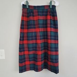 Royce Ltd Plaid Midi Wool Skirt Women's Size 12 Preppy Vintage Academia